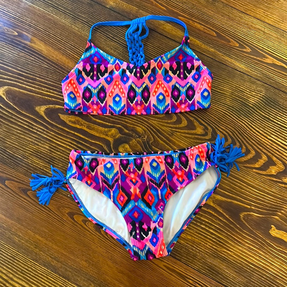 Art Class Girls Youth Glided Tigerlily Multicolor Bikini 2 Piece Swimsuit Set